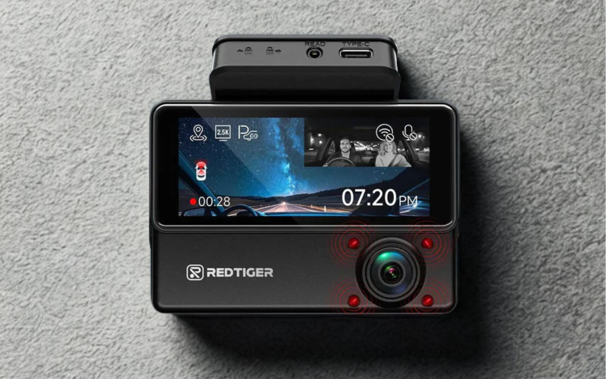 REDTIGER VP20: 530° 3-kanaals dashcam met IR-nachtzicht
