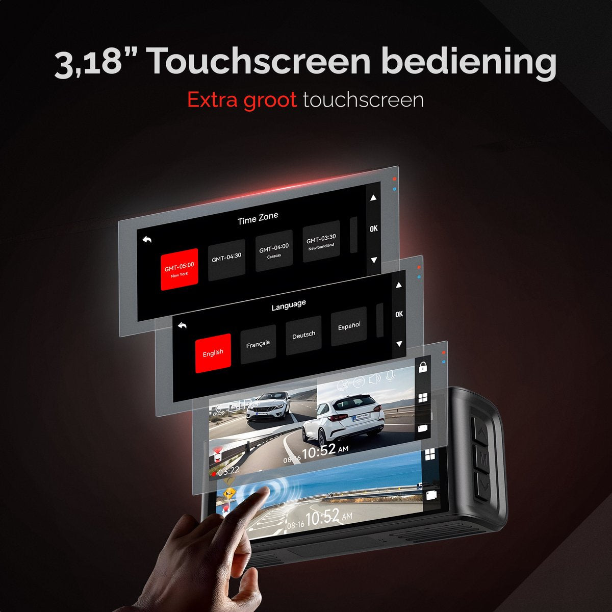 RedTiger F7NTouch Pro - Dual Dashcam met Touchscreen - Ultra 4K & 1080P