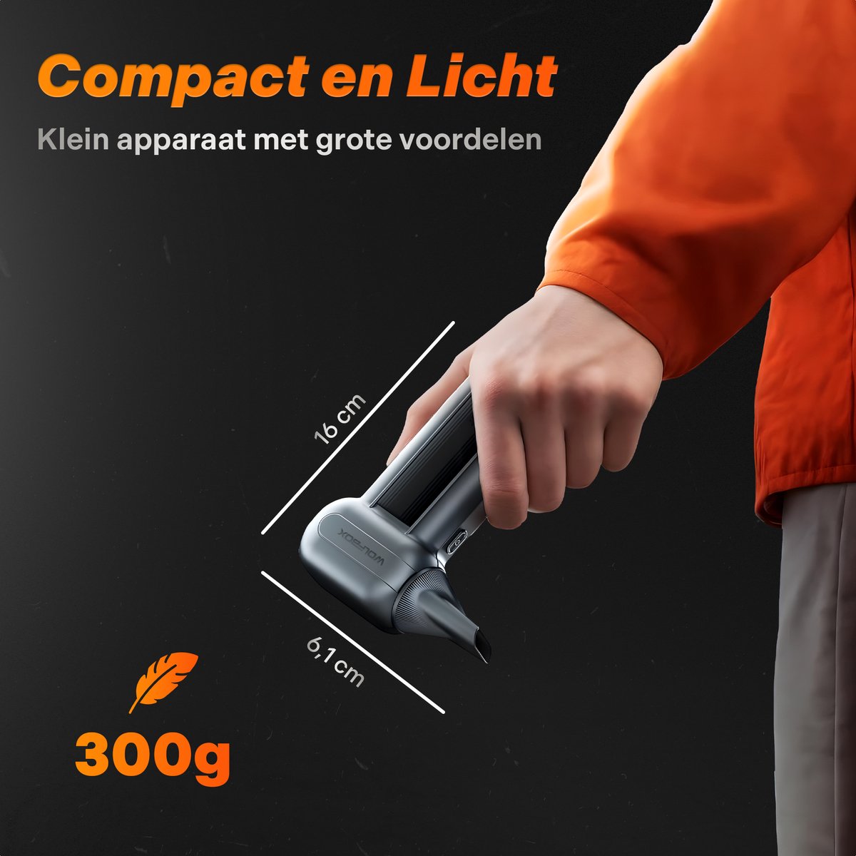 Wolfbox MF100 Air Duster Oplaadbaar 6000mAh - Compressed air