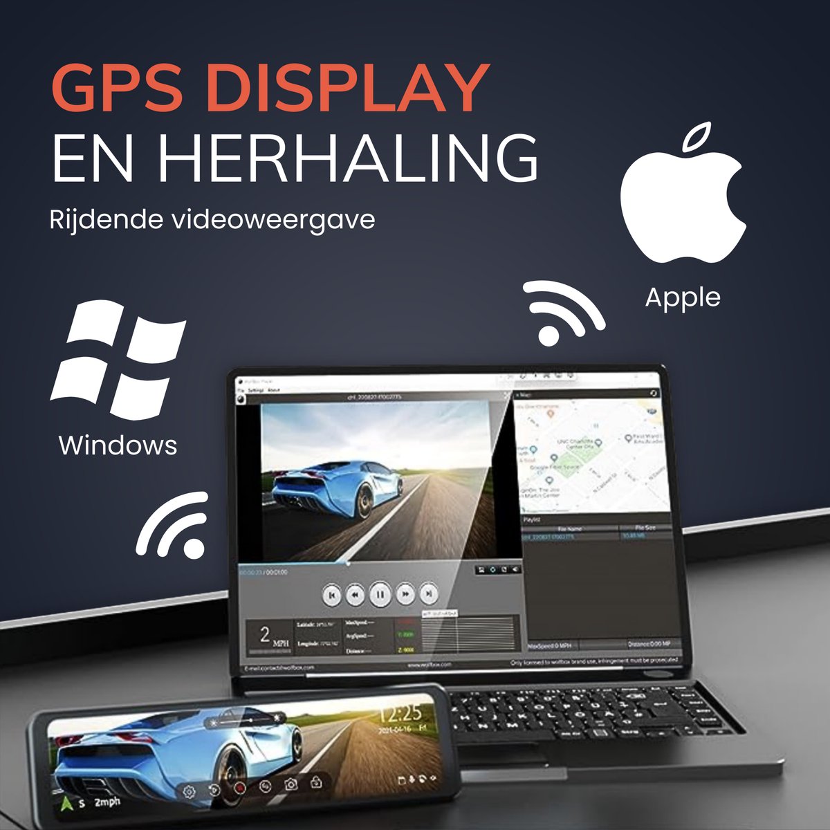 RedTiger T700 4K Spiegel Dashcam, GPS met HDR.