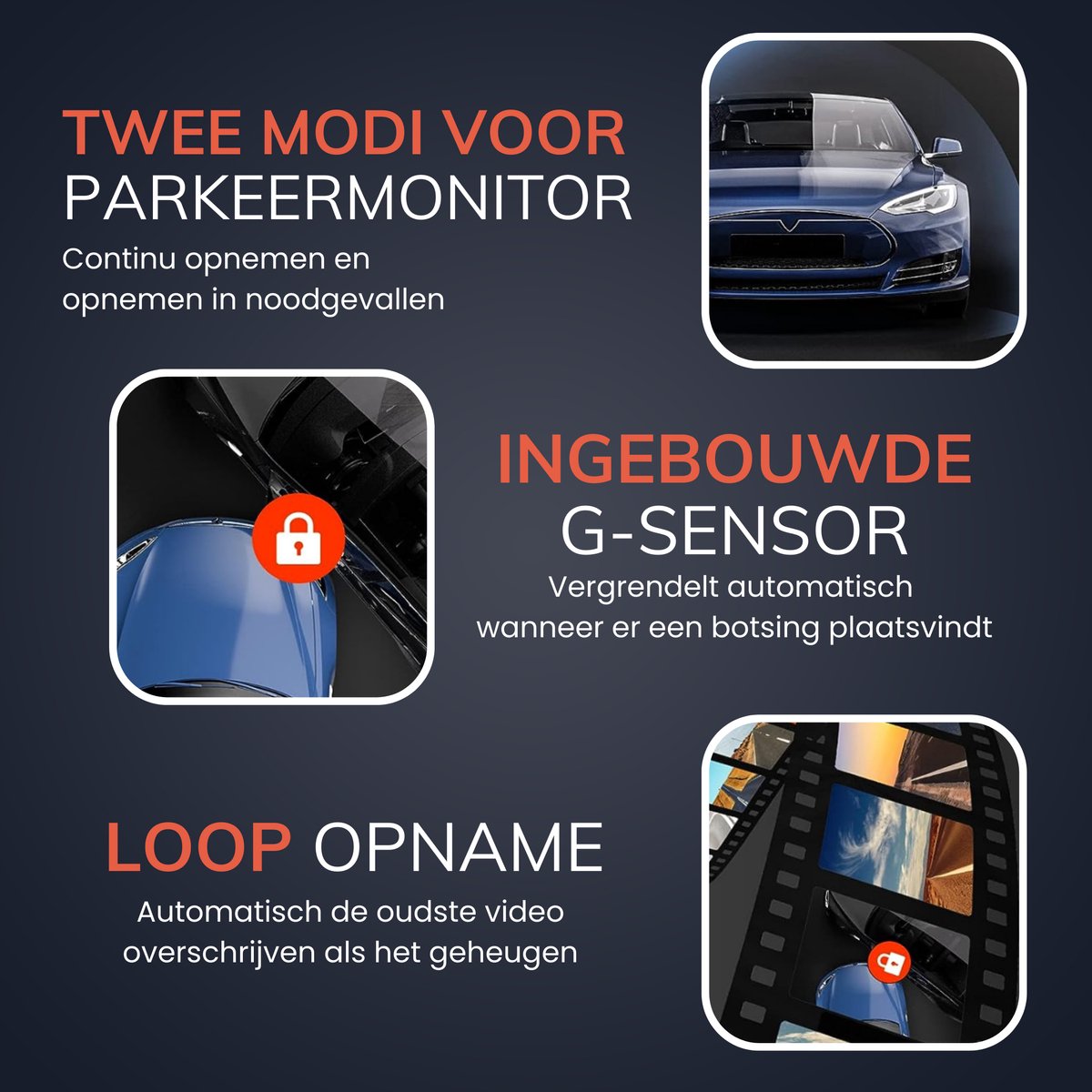 RedTiger T27 4K Spiegel Dashcam, GPS met WDR, 2.5K achtercamera