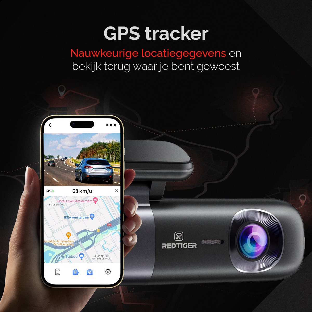 Redtiger F9 Dual Dashcam 4K & 1080P Wifi, GPS