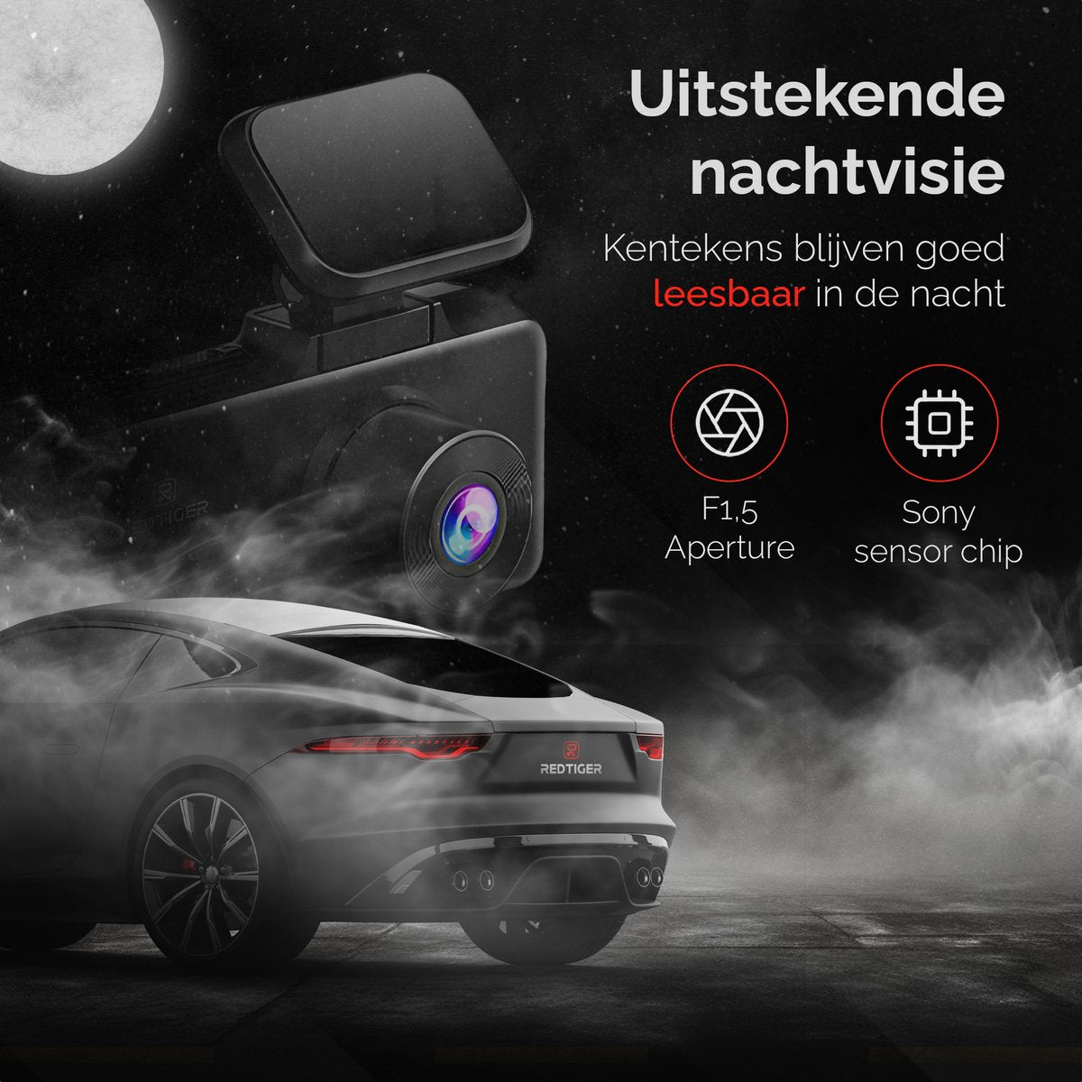 RedTiger F17 3-kanaals dashcam, 4K & 1080P & 1080P, 5G wifi, GPS