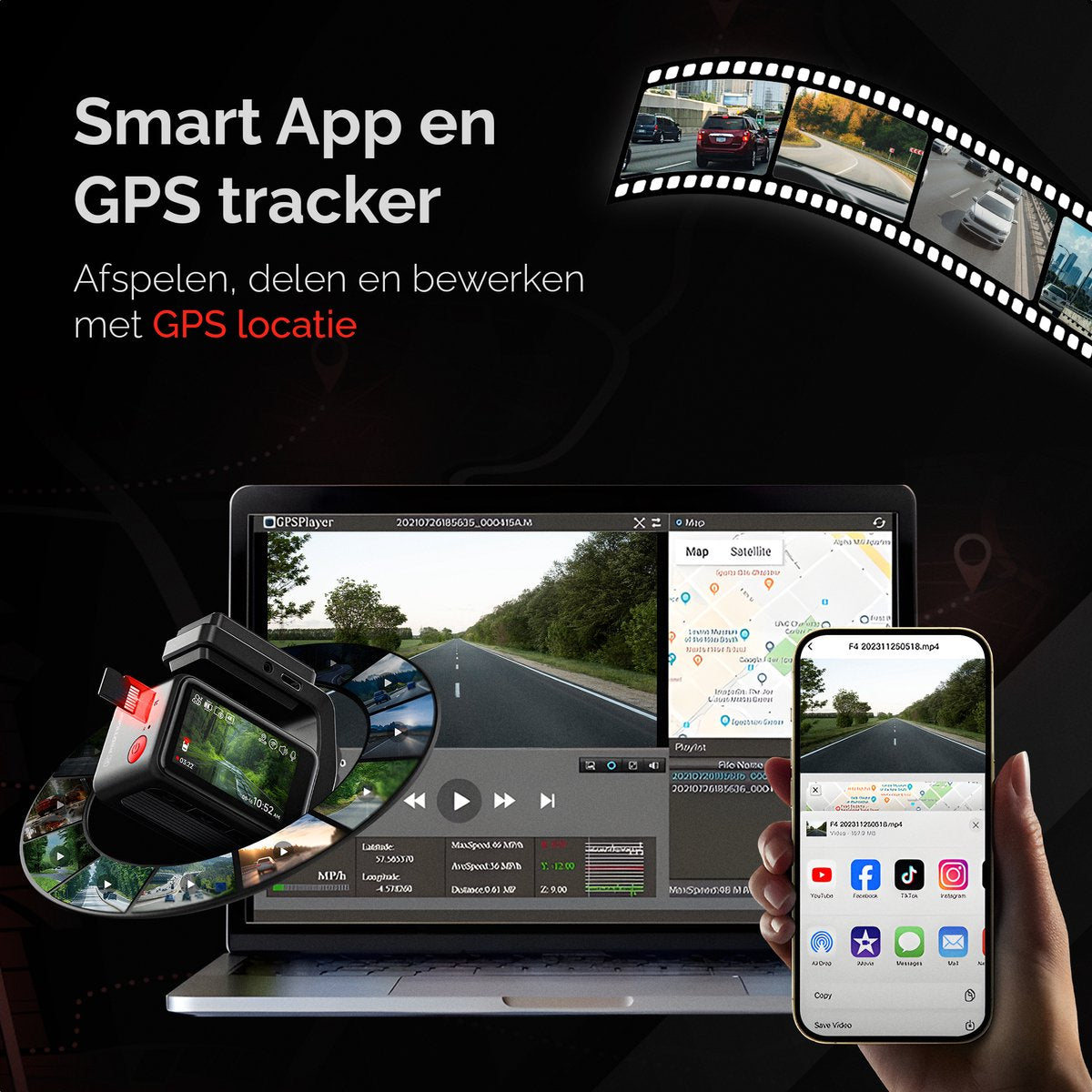 Redtiger F4 4K Dashcam, 5G Wifi met GPS