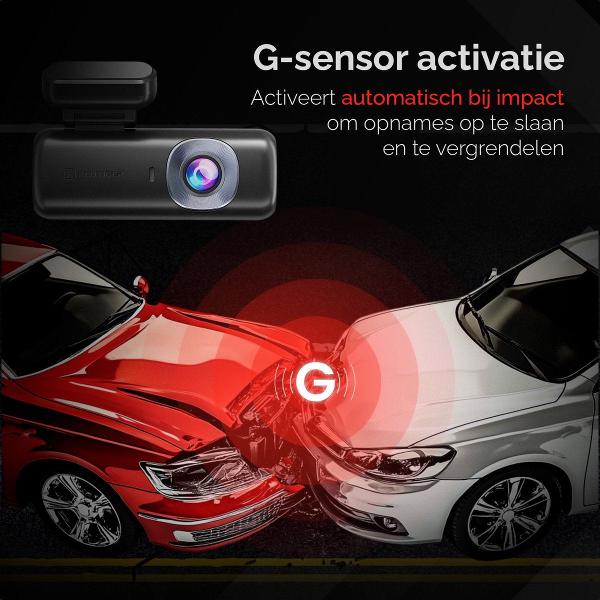 RedTiger F9 Lite 4K Dashcam, 5G Wifi en GPS met app
