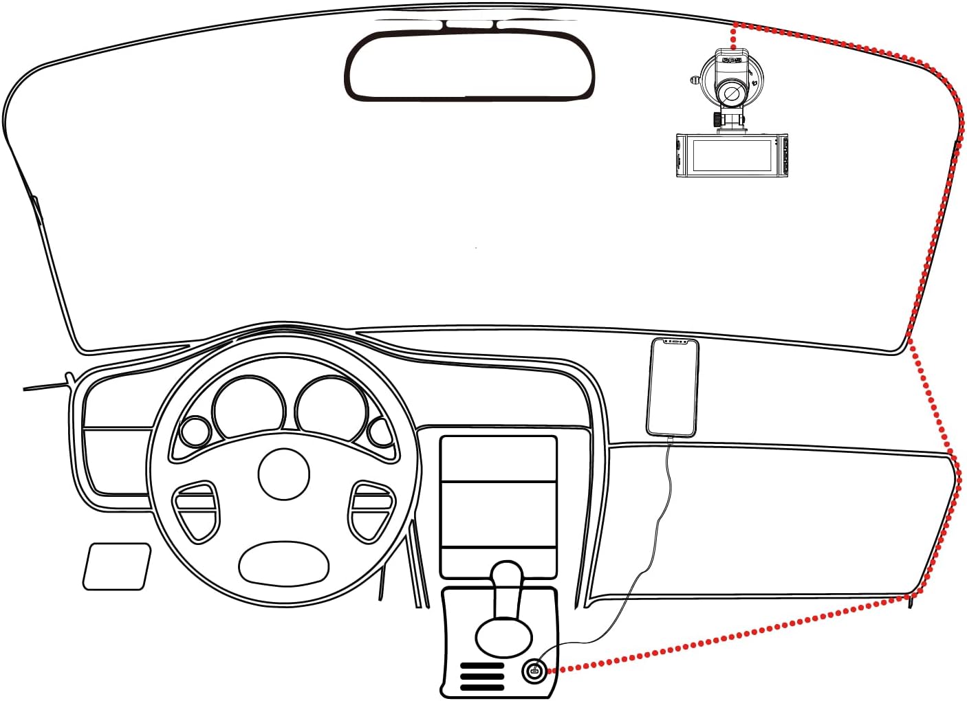 RedTiger Aanstekerplug Type-C Adapter voor Dashcam – Vervangende Voedingskabel voor Voertuigen