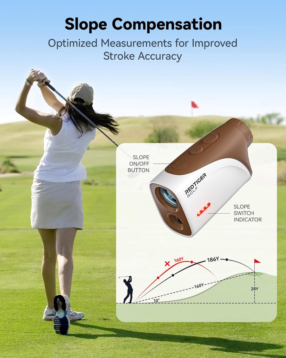 RedTiger Golf Afstandsmeter Golfvue Bruin - Afstandsmeter Golf - Laser afstandsmeter Golf