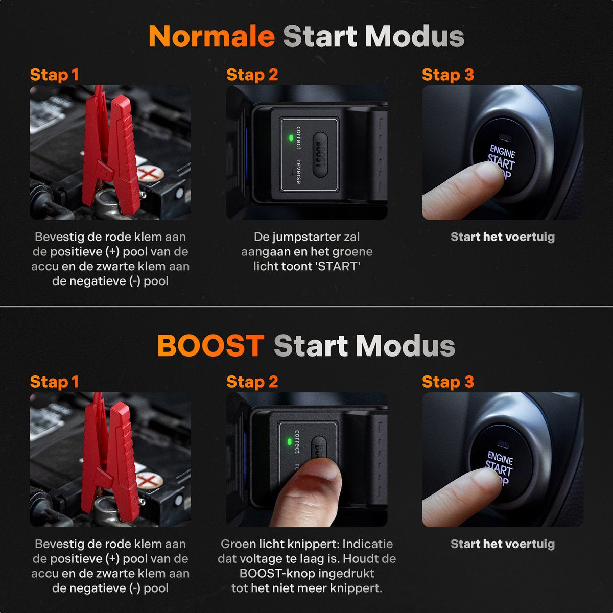 Wolfbox Jumpstarter met Compressor - 3000A/16.000mAh – Startkabels met Powerbank - Starthulp Voor Auto’s Met LED- en SOS Noodlicht - Met Opbergkoffer - Startkabels met Accu
