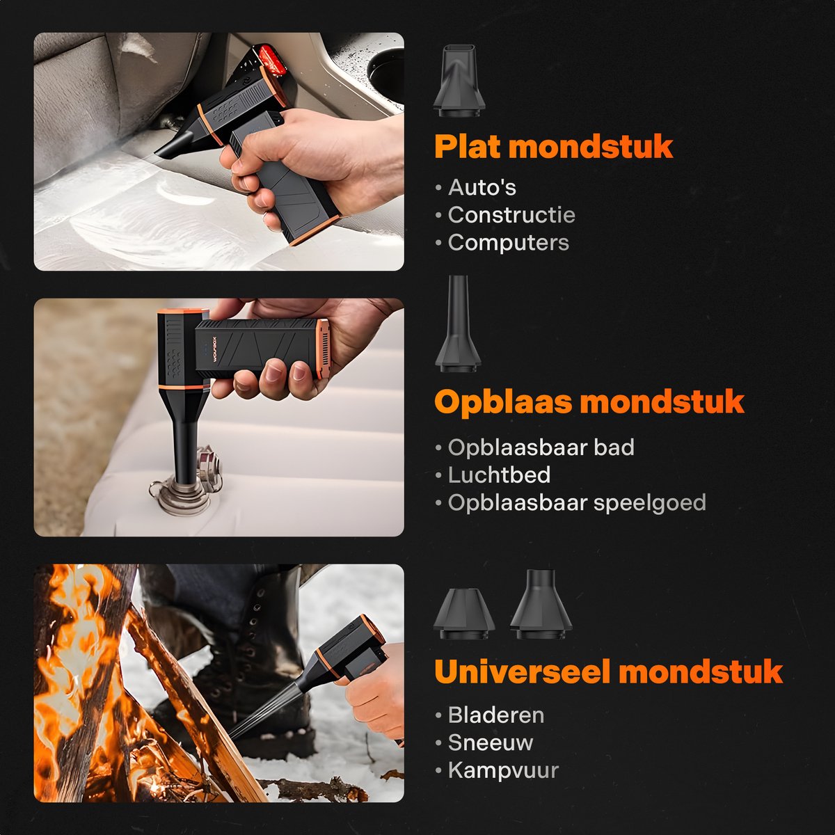 Wolfbox MF50 Air Duster Draadloos - Oplaadbaar 5000mAh - Compressed air - Perslucht