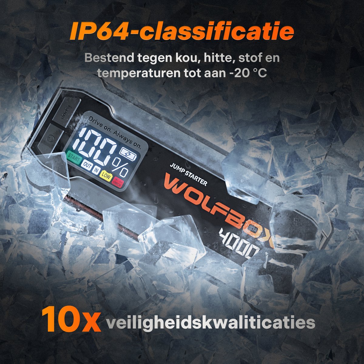 Wolfbox Jumpstarter - 4000A/24.000mAh – Startkabels met Powerbank - Starthulp Voor Auto's