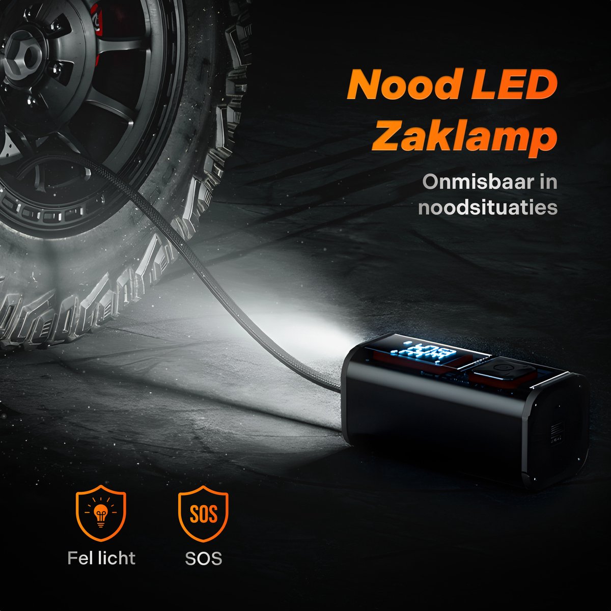 Wolfbox Elektrische Bandenpomp - Luchtcompressor - voor Fiets, Scooter, Motor en Auto - Elektrische Bandenpomp - Auto Bandenpomp