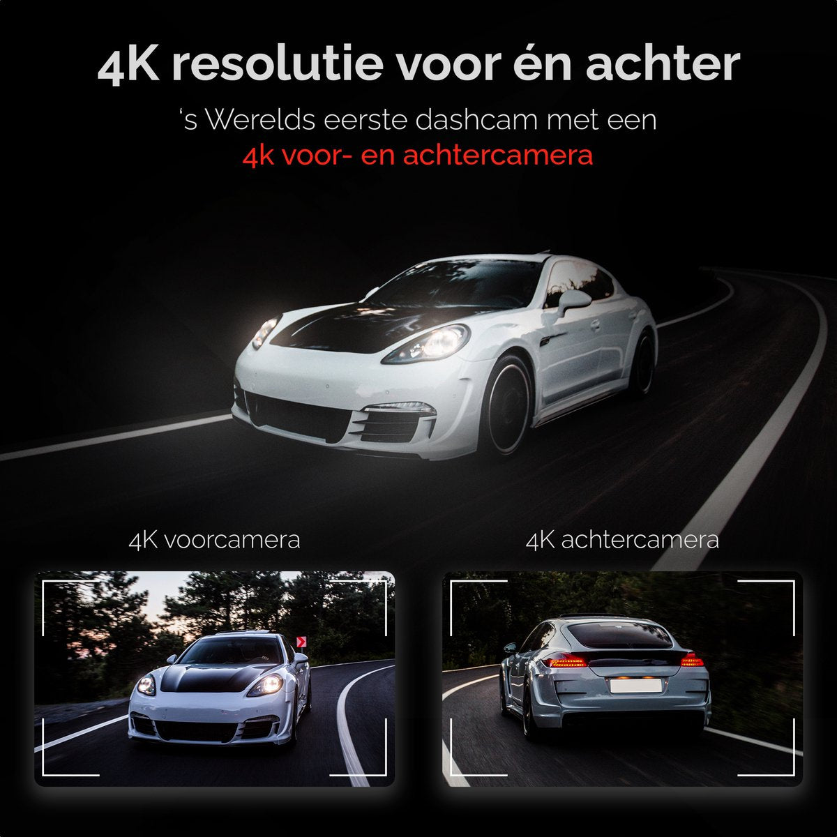 RedTiger F77, 4K + 4K Dashcam, GPS, 5G Wifi met app en Touchscreen, 128GB Intern Geheugen