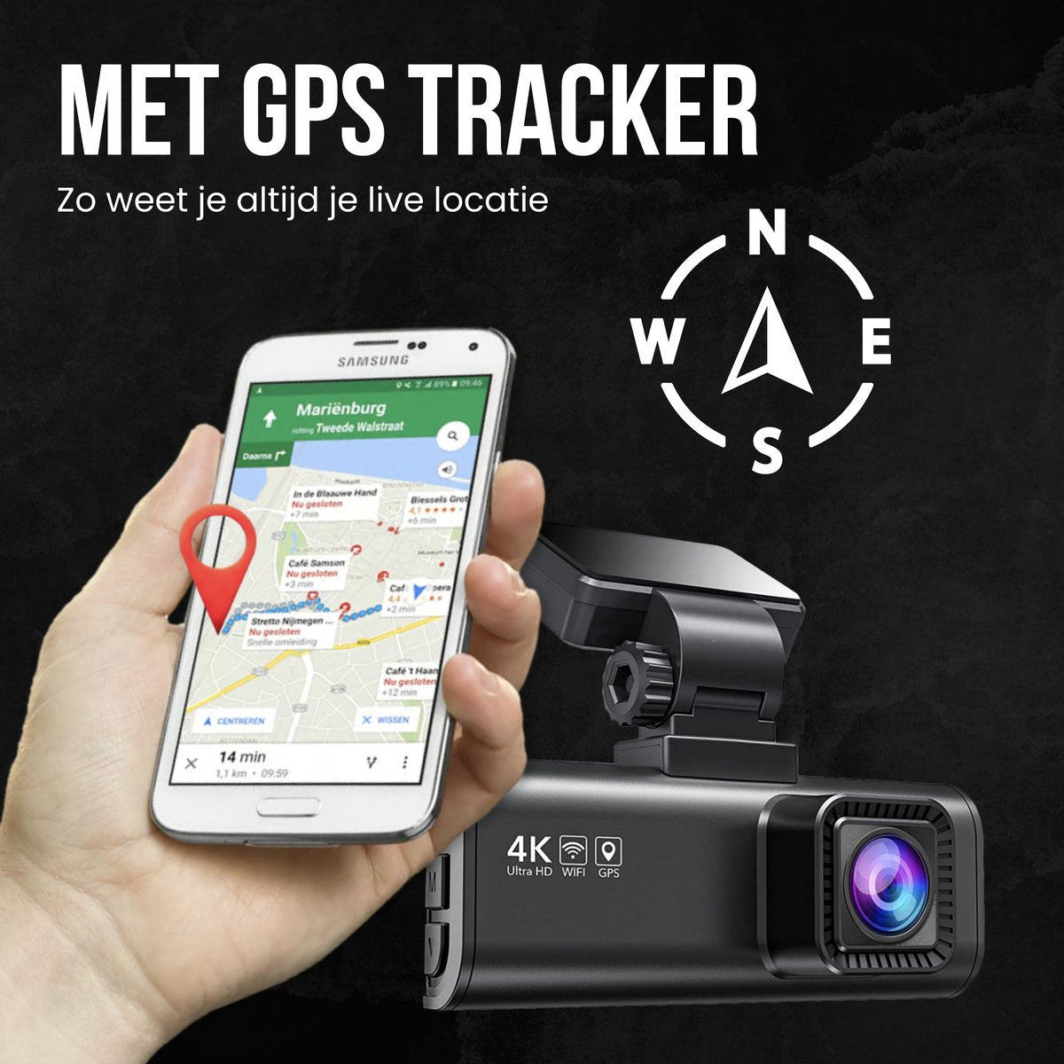 RedTiger F7N Dual Dashcam 4K &amp; 1080P WiFi en GPS - 3,18 Inch met App