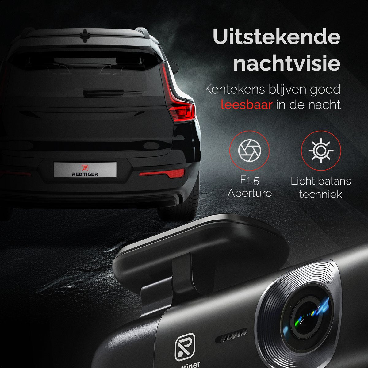 Redtiger F9 Dual Dashcam 4K &amp; 1080P Wifi, GPS