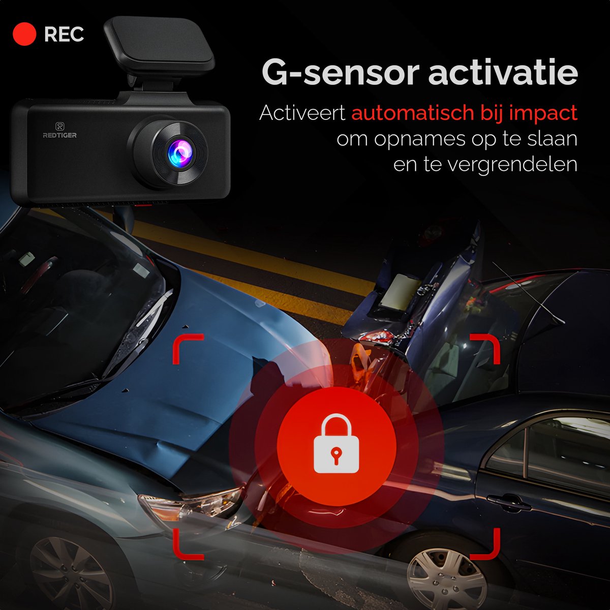 RedTiger F17 3-kanaals dashcam, 4K &amp; 1080P &amp; 1080P, 5G wifi, GPS