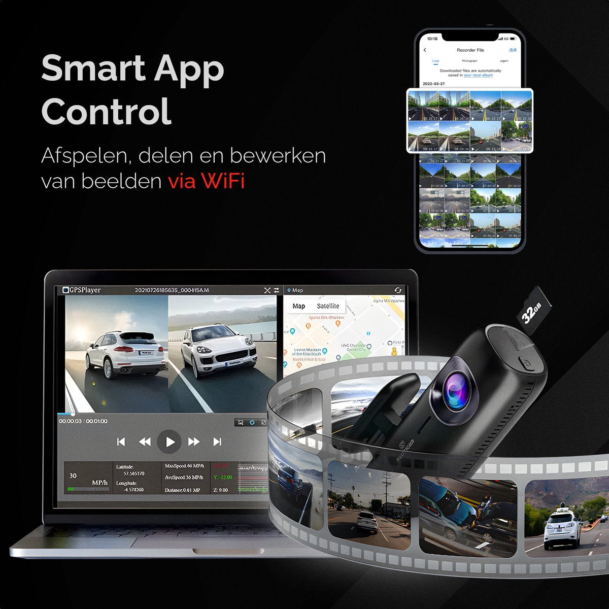 Redtiger F9 Dual Dashcam 4K &amp; 1080P Wifi, GPS