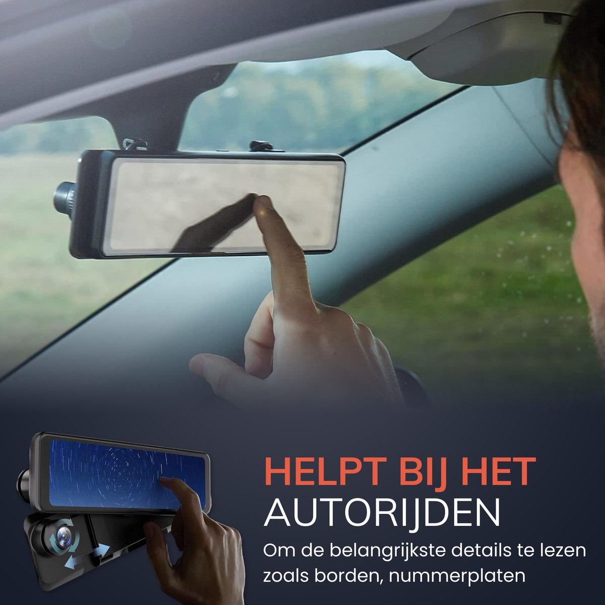 RedTiger T27 4K Spiegel Dashcam, GPS met WDR, 2.5K achtercamera