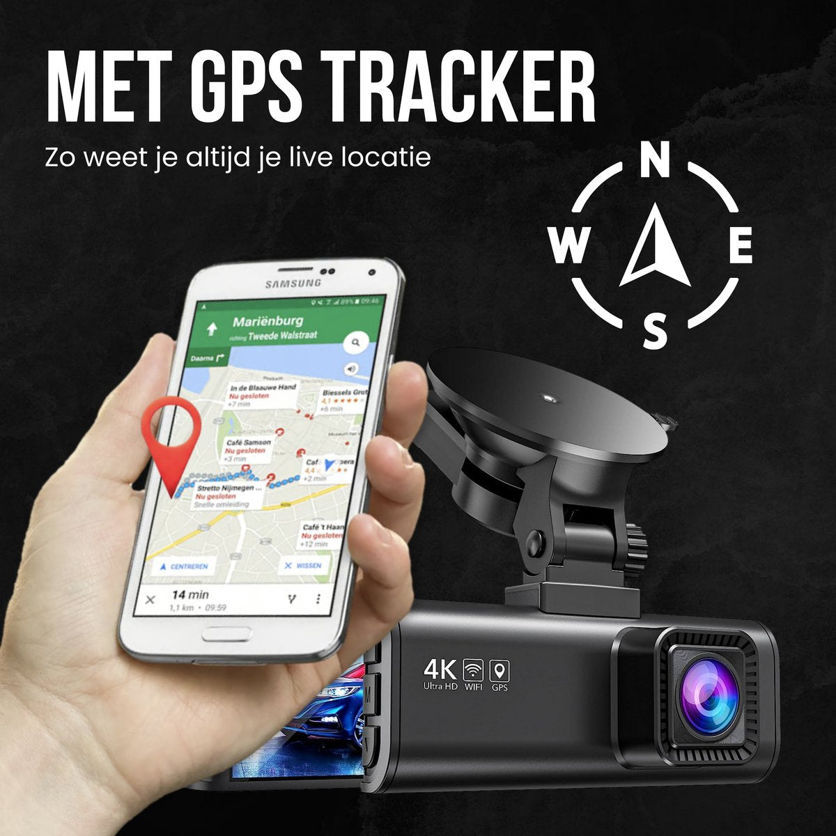 RedTiger F7NS 4K Dashcam, Wifi en GPS, met app