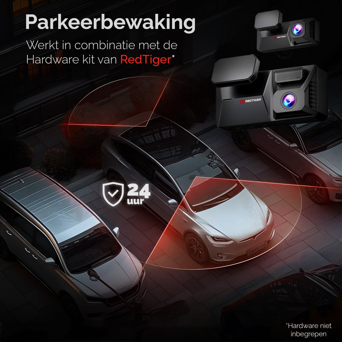 RedTiger F77, 4K + 4K Dashcam, GPS, 5G Wifi met app en Touchscreen, 128GB Intern Geheugen