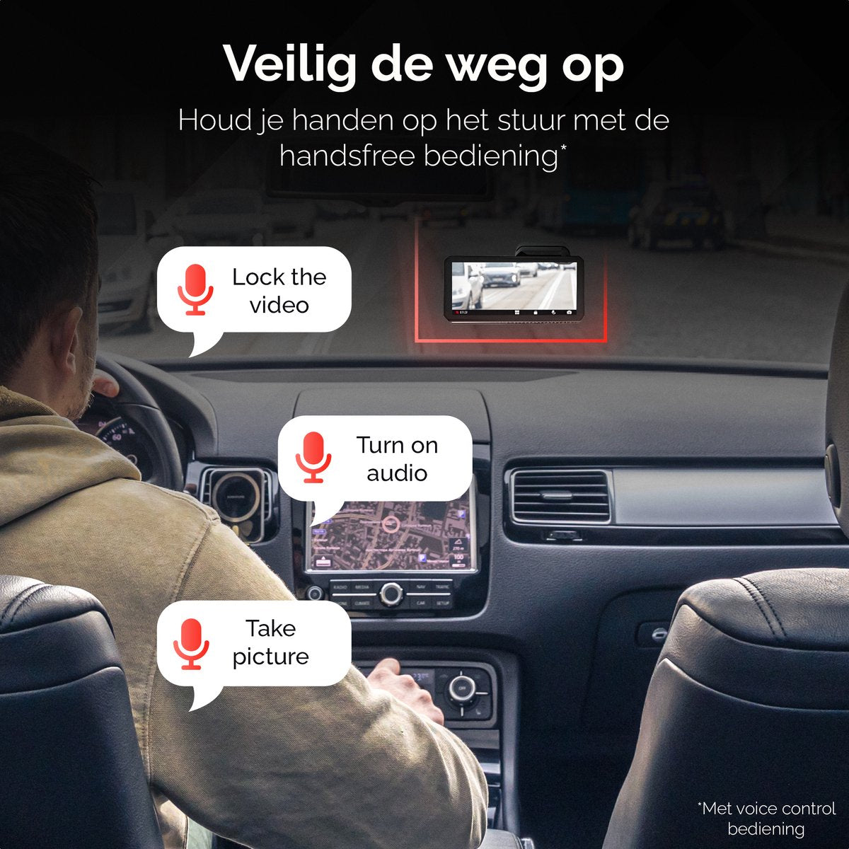 RedTiger F77, 4K + 4K Dashcam, GPS, 5G Wifi met app en Touchscreen, 128GB Intern Geheugen