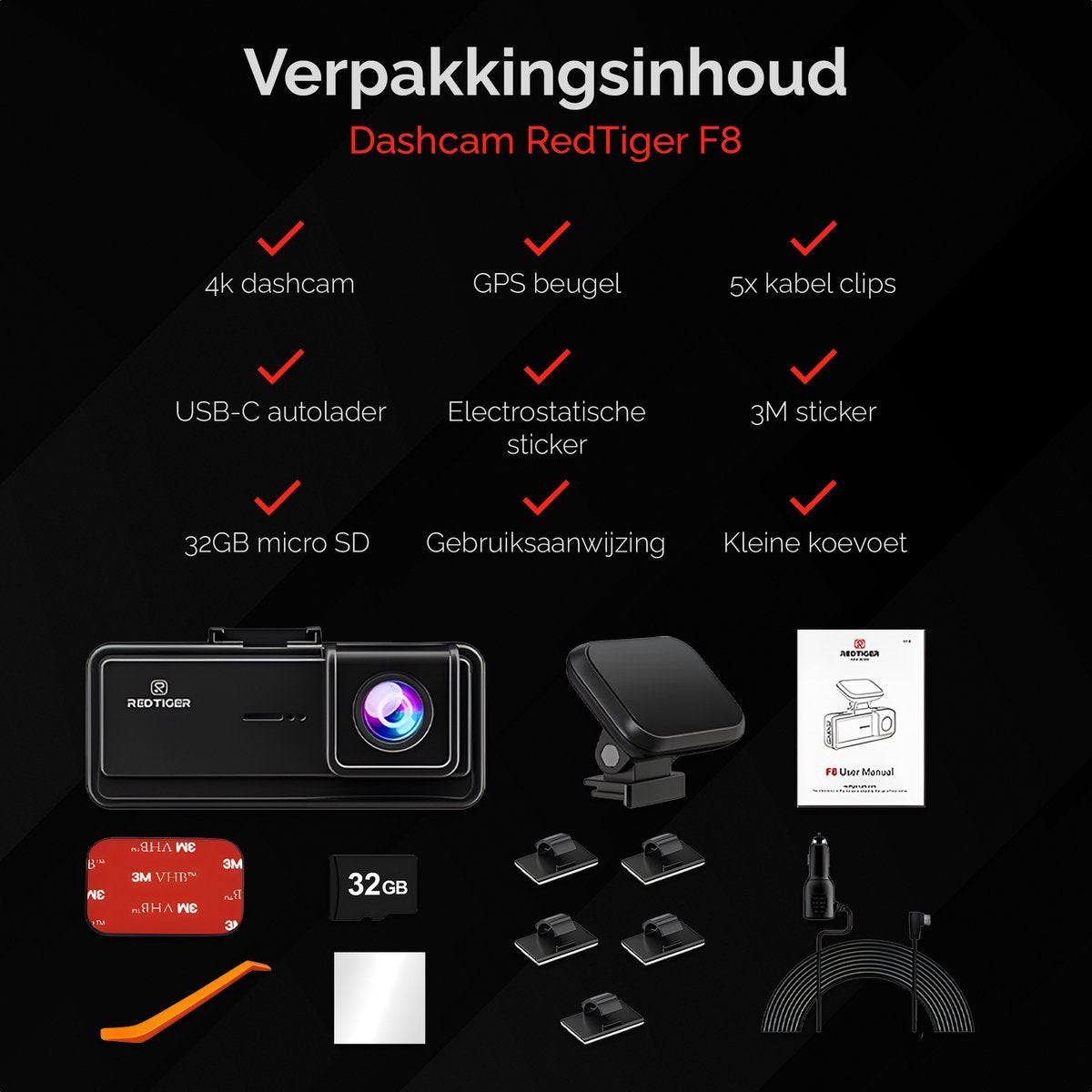 RedTiger F8 5GHz Wifi Touchscreen 4K GPS