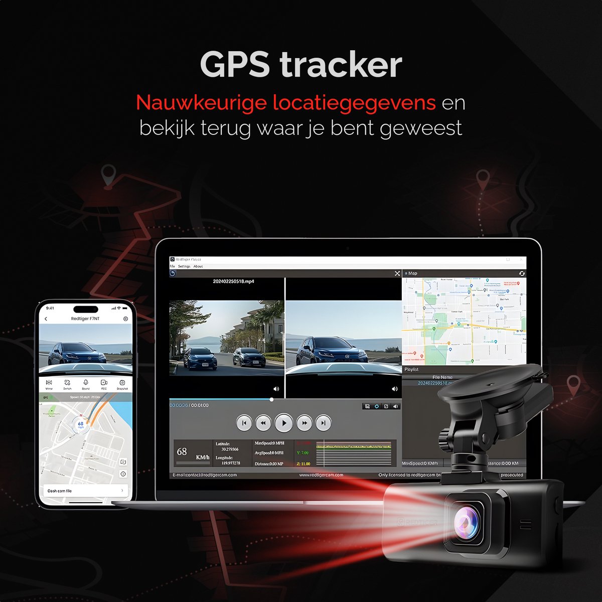 RedTiger F7NTouch Pro - Dual Dashcam met Touchscreen - Ultra 4K &amp; 1080P