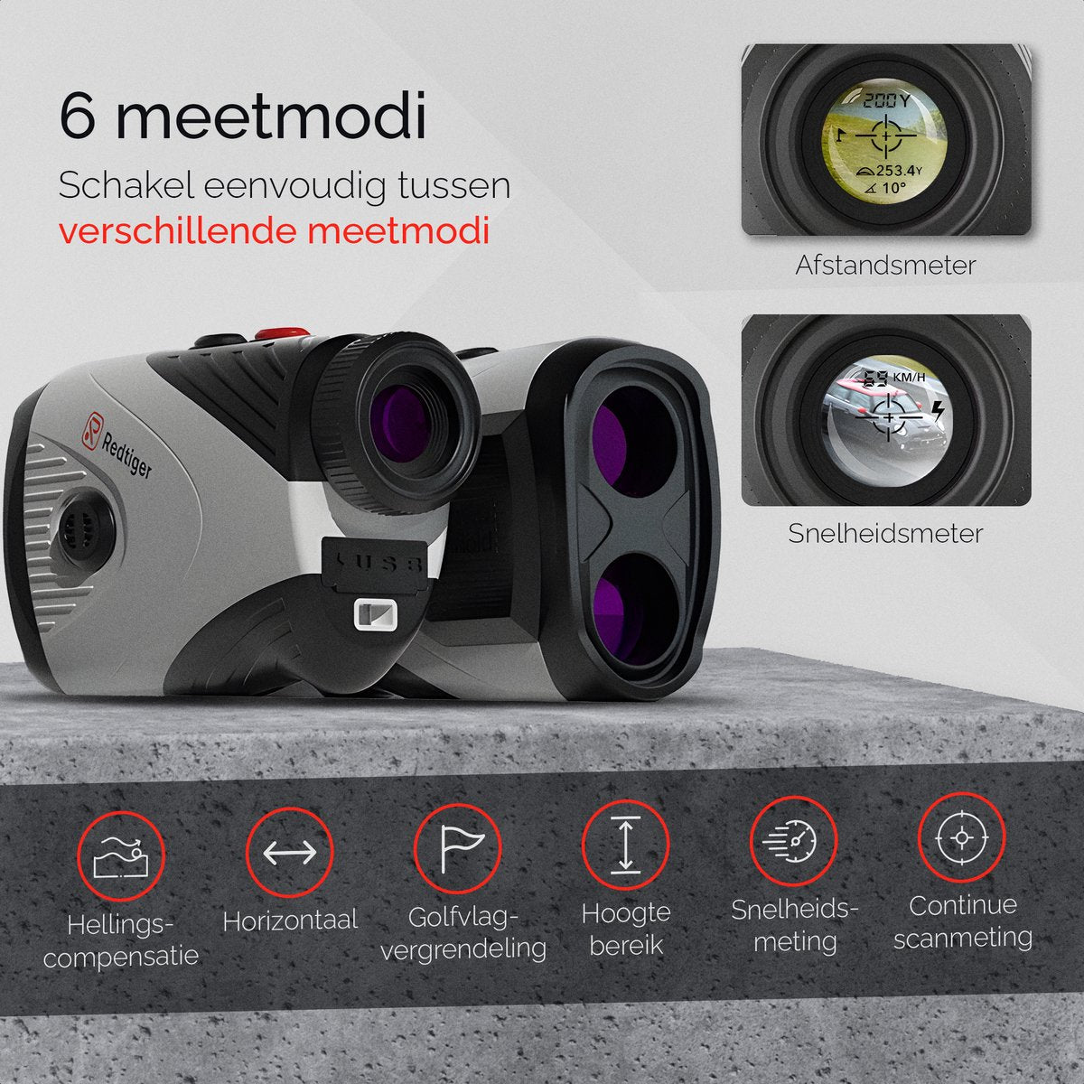 RedTiger Golf Afstandsmeter - Afstandsmeter Golf - Laser afstandsmeter Golf