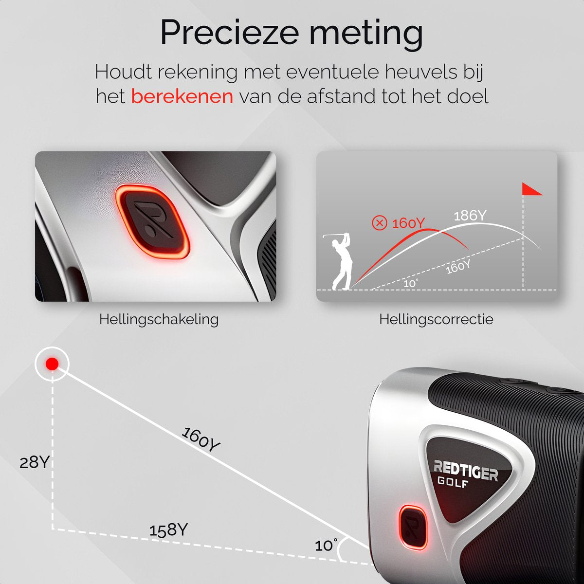 RedTiger Golf Afstandsmeter - Afstandsmeter Golf - Laser afstandsmeter Golf - Lichtaanpassing