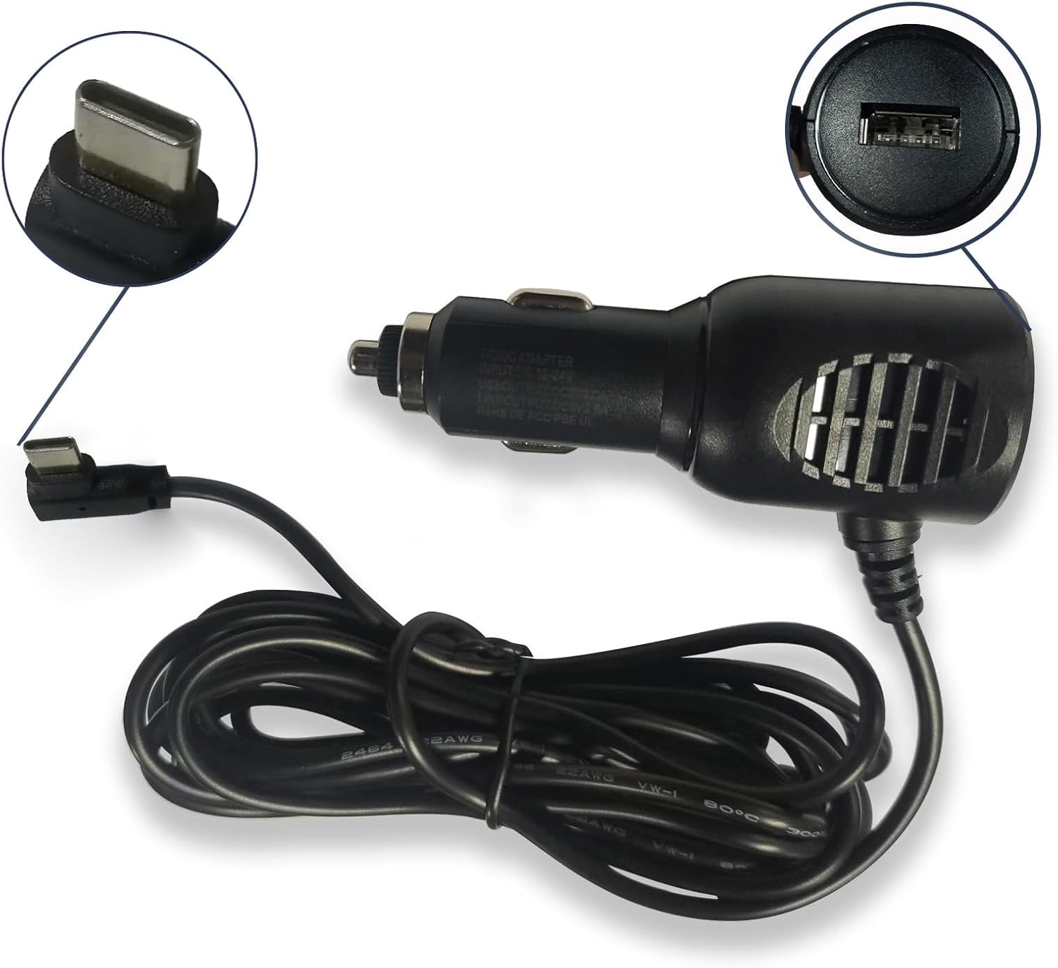 RedTiger Aanstekerplug Type-C Adapter voor Dashcam – Vervangende Voedingskabel voor Voertuigen