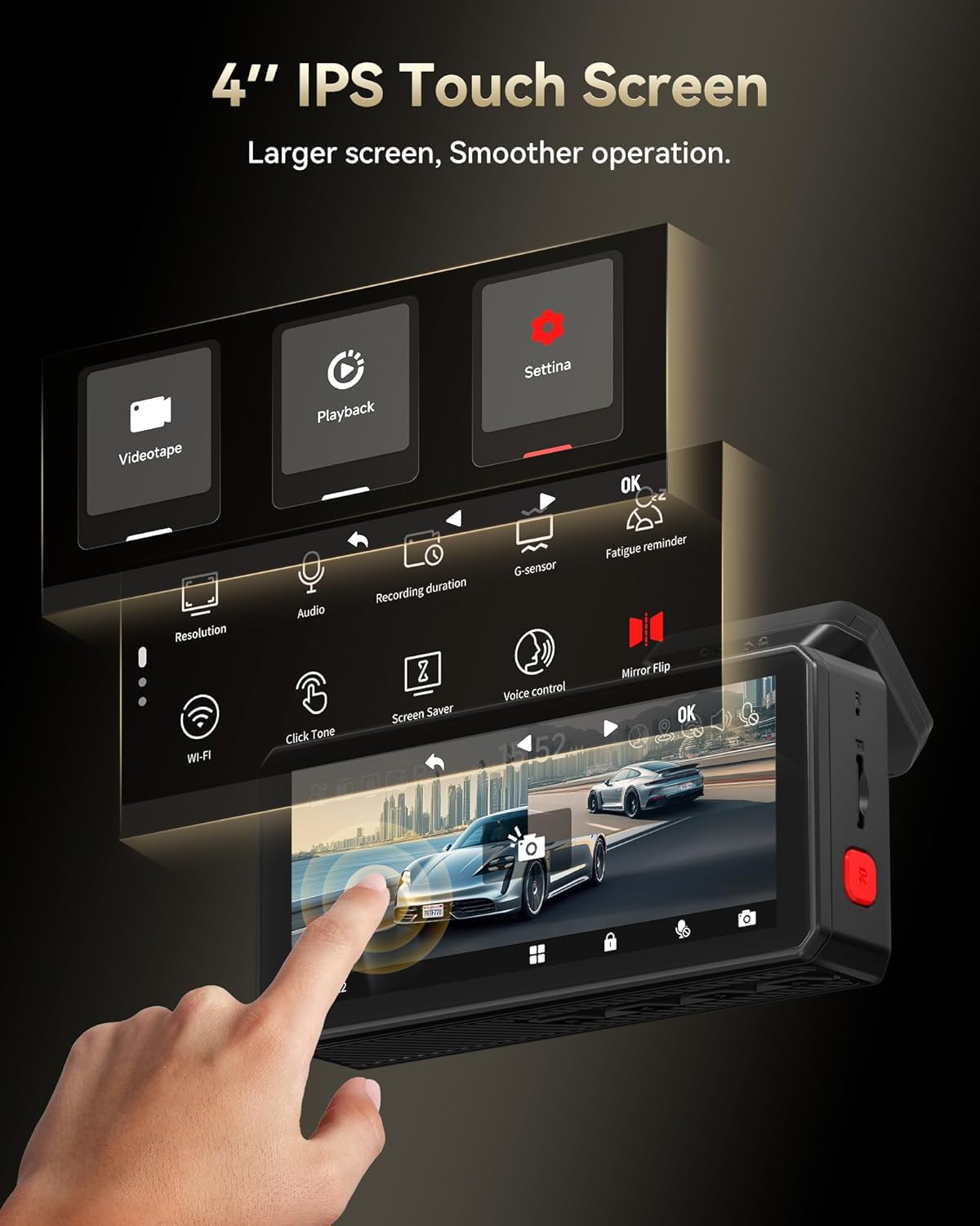 Redtiger F77 Pro V02 4K + 4K Dashcam, Touchscreen, GPS met 5G Wifi, 256 GB Intern Geheugen