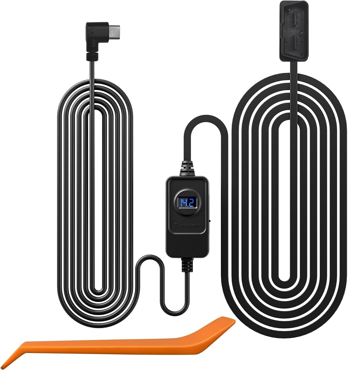 RedTiger Dashcam OBD Hardwire Kit Voedingskabel – USB-C Poort, 3 Meter, 12V-24V naar 5V.
