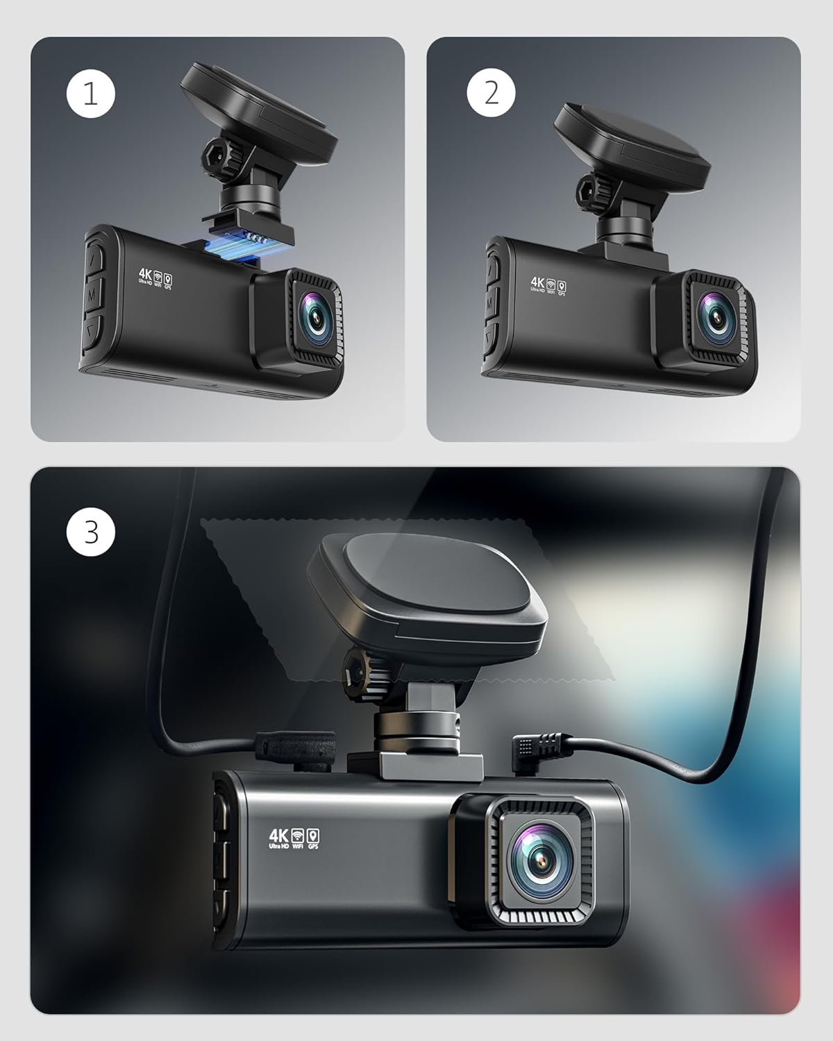 RedTiger 180° Draaibare Zuignaphouder met GPS voor F7N-serie / F8 / F17 Dashcam – Eenvoudige installatie, inclusief kleefpads en elektrostatische stickers